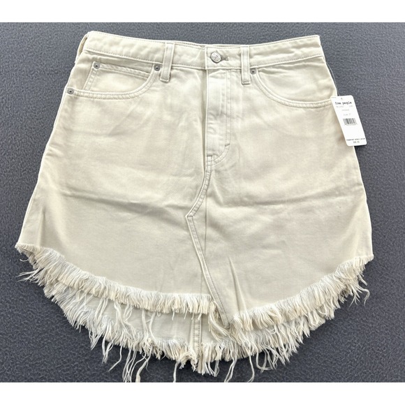 We The Free By Free People Skirt Womens Sz 27 Bailey Denim Skirt White Frayed